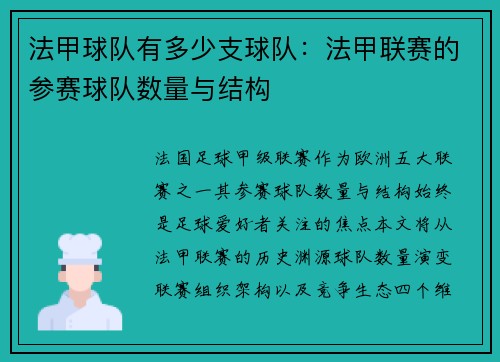 法甲球队有多少支球队：法甲联赛的参赛球队数量与结构
